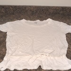 Madewell White Tee with Drawstring